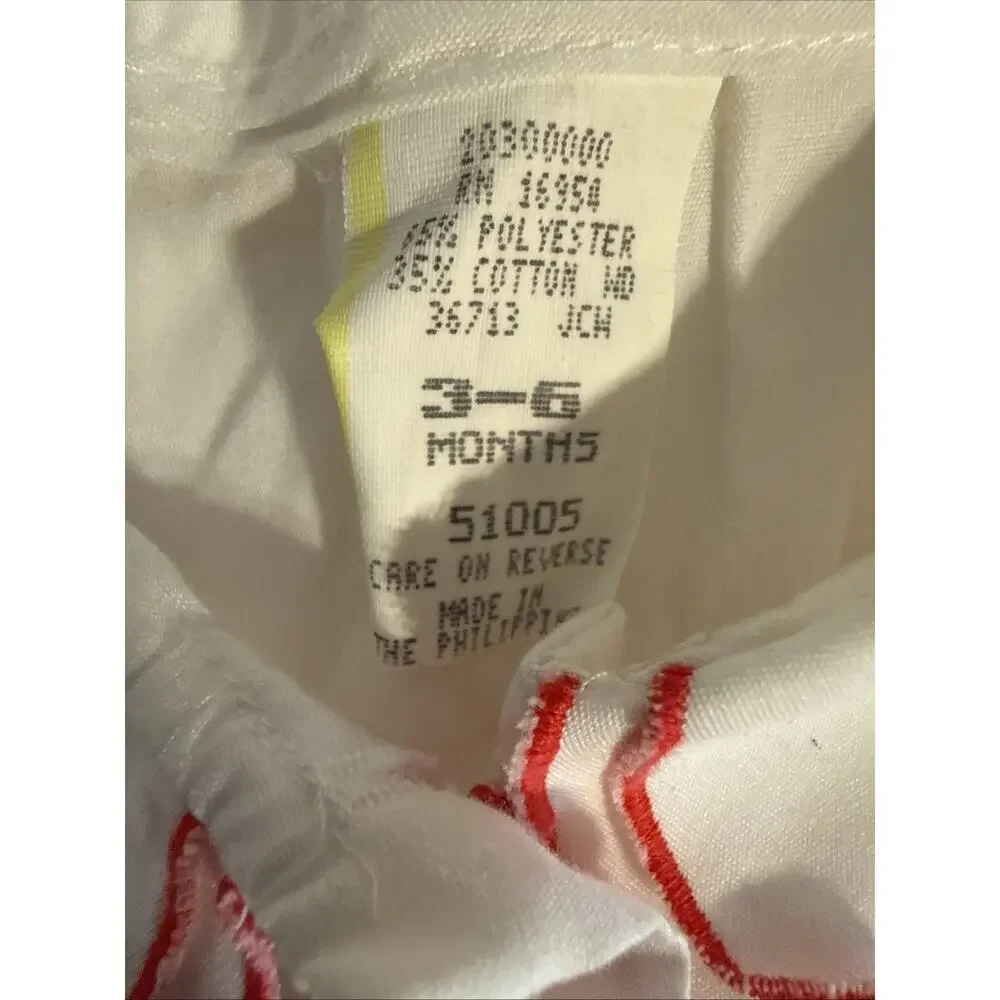 Vintage Maximum Strawberry Embroidered Baby Blouse 3–6 Months White Red Trim